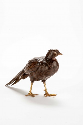 19th century - A Bronze Okimono Depicting A Pheasant (kiji , Meiji end of 19th century