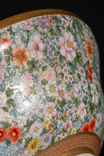  - A Satsuma ceramic bowl decorated with a millefiori motif, signed Kinkozan