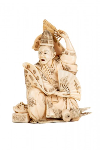 An Ivory Okimono Depicting A Dancer From Noh Theater, Japan Meiji Period