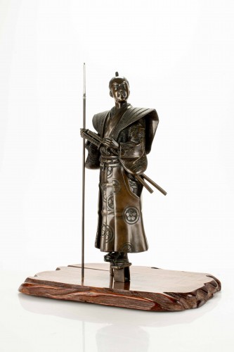 Asian Works of Art  - Bronze okimono depicting samurai, signed Yoshimitsu