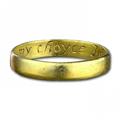 Gold posy ring ‘In thee my choyce I do rejoyce’ 17th / 18th century - Antique Jewellery Style 