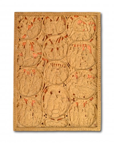 Religious Antiques  - Wood panel with scenes of the life of Christ. Mount Athos, 18th -19th cent