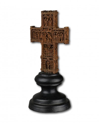 Cypress wood blessing cross, Mount Athos workshop 18th century - 