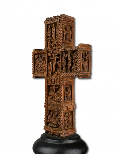 XVIIIe siècle - Croix de bénédiction en bois de cyprès, atelier du Mont Athos XVIIIe siècle