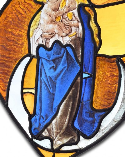 Beautiful Stained Glass Panel Of The Virgin And Child. German, Late 15th Ce - Glass & Crystal Style 