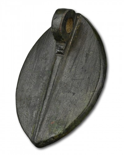 Medieval bronze seal - Mercy on me, 14th century - 