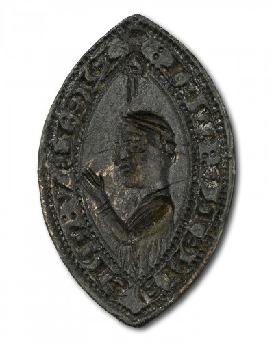 Medieval bronze seal - Mercy on me, 14th century - 