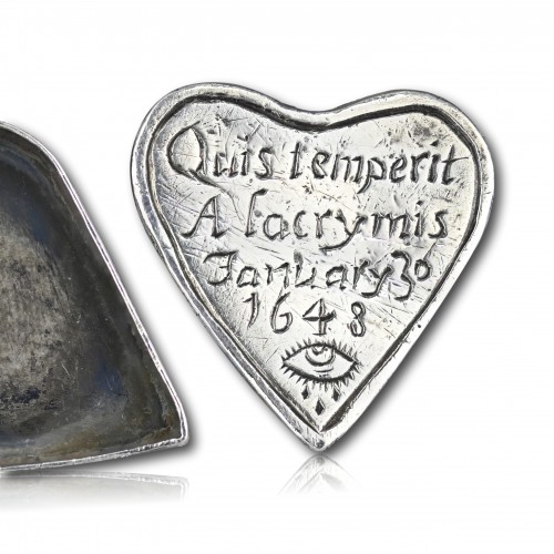  - A Charles I silver heart shaped royalist locket