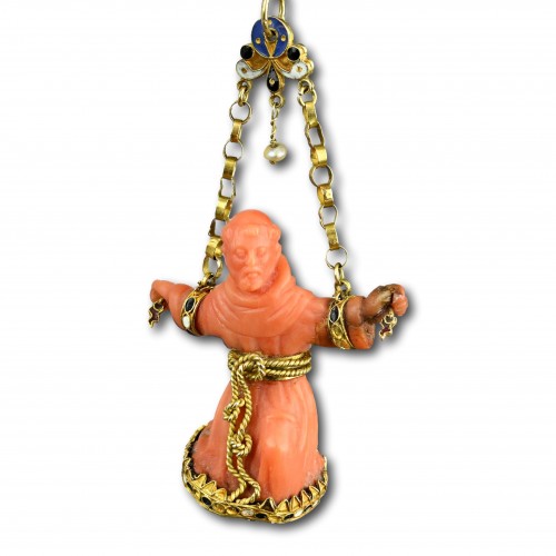  - Gold and coral pendant of Saint Francis, 17th century