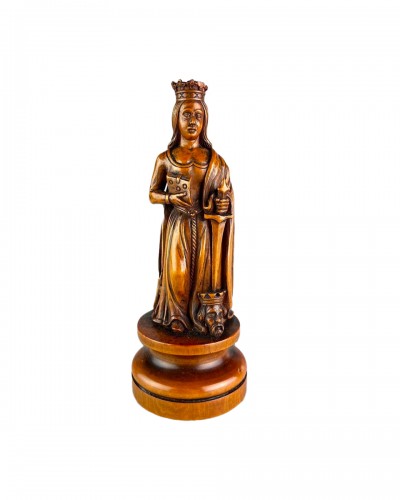 Boxwood sculpture of Saint Catherine of Alexandria
