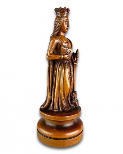 Boxwood sculpture of Saint Catherine of Alexandria - 