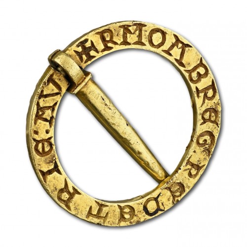 Historically documented medieval gold ring brooch. French/English, 13th cen - Antique Jewellery Style 