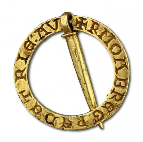 Antique Jewellery  - Historically documented medieval gold ring brooch. French/English, 13th cen