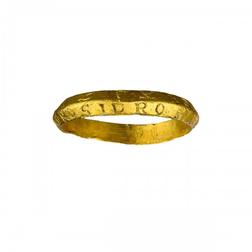 Magical gold charm ring with talismanic inscriptions