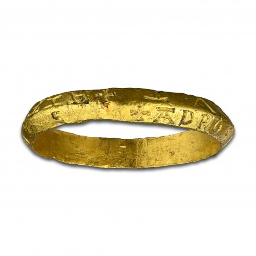 Bague à breloques magique en or avec inscriptions talismaniques - Bijouterie, Joaillerie Style 