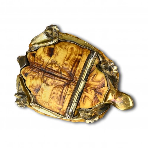 Tabatière en forme de tortue étoilée montée en vermeil et argent - Objets de Curiosité Style 