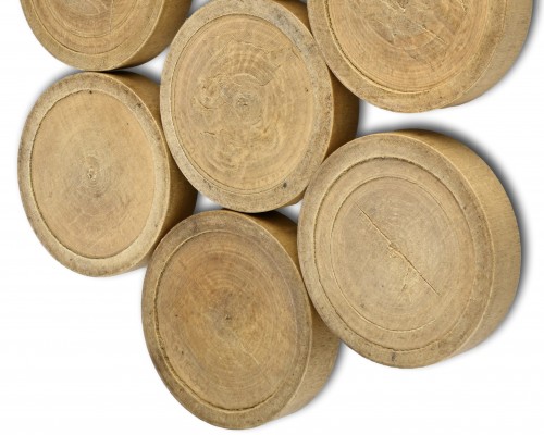  - Twenty one stained and natural pear wood games pieces