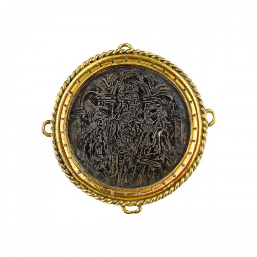 Niello hat badge with the marriage of the Virgin