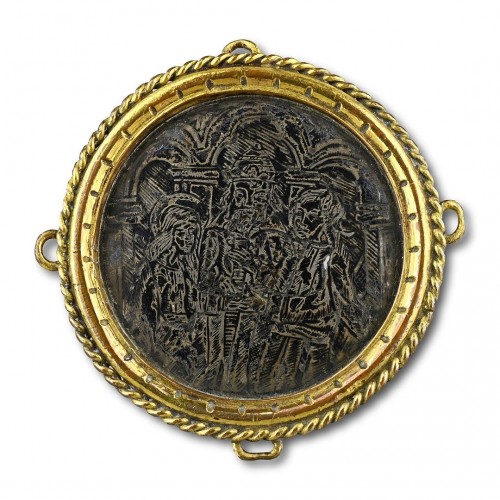 Niello hat badge with the marriage of the Virgin - 