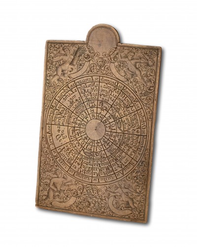 Antiquités - Copper printing plate for a perpetual calendar