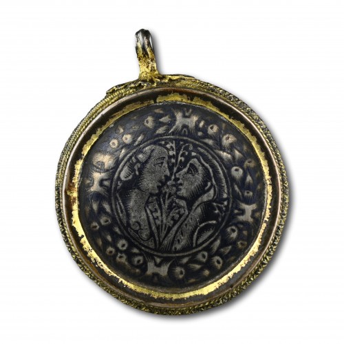 Silver gilt and niello marriage pendant. - Religious Antiques Style 