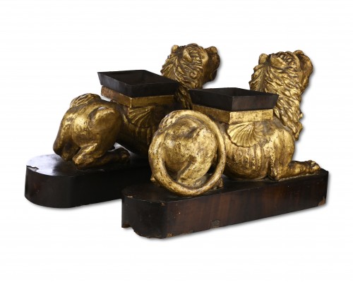 Pair of gilt-wood lions - 