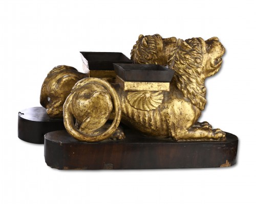  - Pair of gilt-wood lions