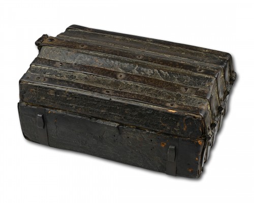 Iron mounted leather missal box - Curiosities Style 