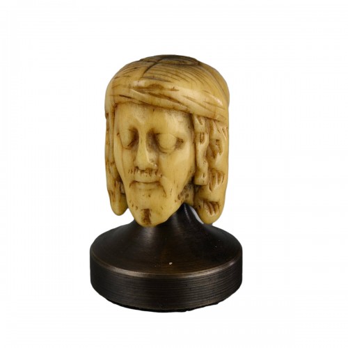 Carved bone janus chaplet bead