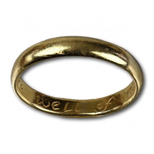 18th century - Gold posy ring engraved ’Think well of mee *AMR*’