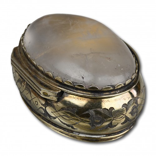  - Engraved silver gilt and rock crystal box