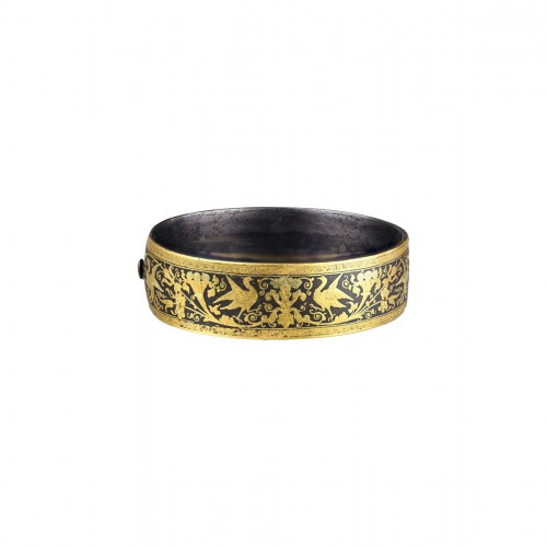 Bracelet damasquiné décoré d'or bicolore Eibar Espagne XIXe siècle