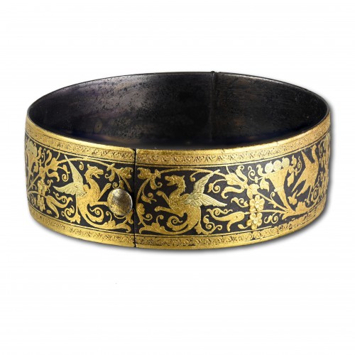 Bracelet damasquiné décoré d'or bicolore Eibar Espagne XIXe siècle - Matthew Holder