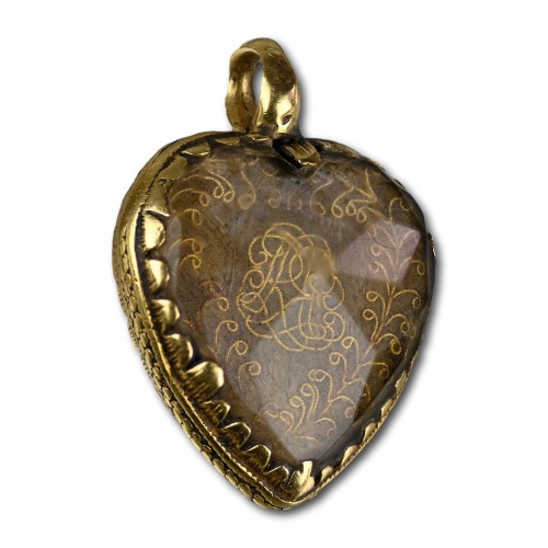 Antique Jewellery  - Double sided Stuart crystal heart pendant