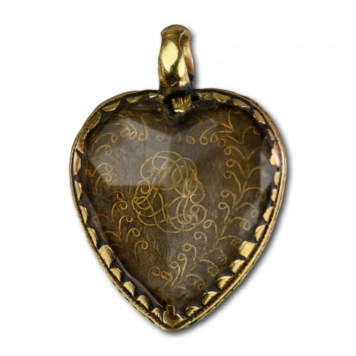 17th century - Double sided Stuart crystal heart pendant