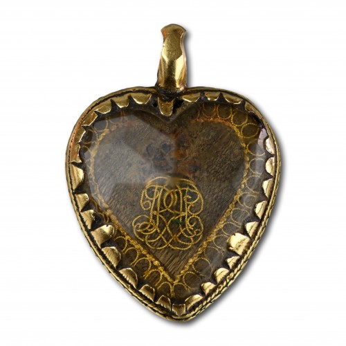 Antiquités - Double sided Stuart crystal heart pendant