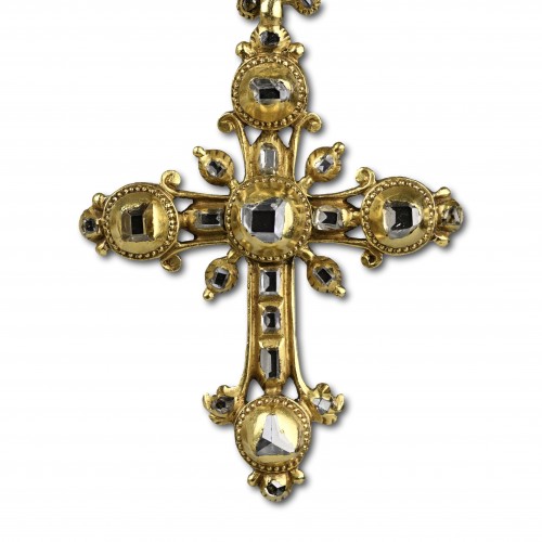 Table cut diamond cross pendant - Antique Jewellery Style 