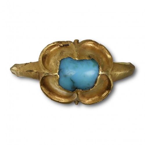 Antiquités - Renaissance gold ring with a turquoise