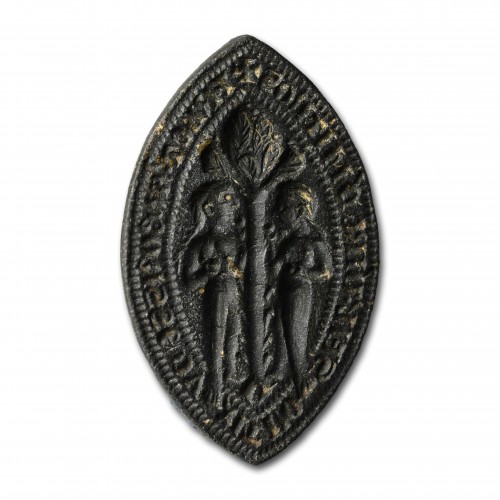 Medieval bronze seal of two women eating fruit - Objects of Vertu Style 