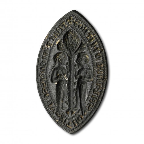 Objects of Vertu  - Medieval bronze seal of two women eating fruit