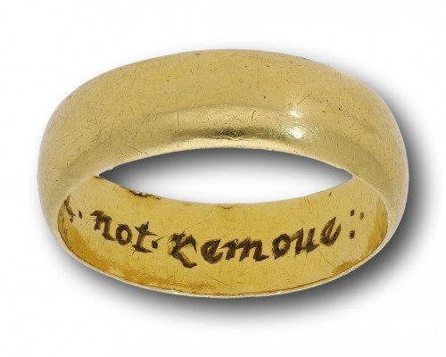 Gold posy ring ‘Godlye . love . will . not . remove’ - Antique Jewellery Style 