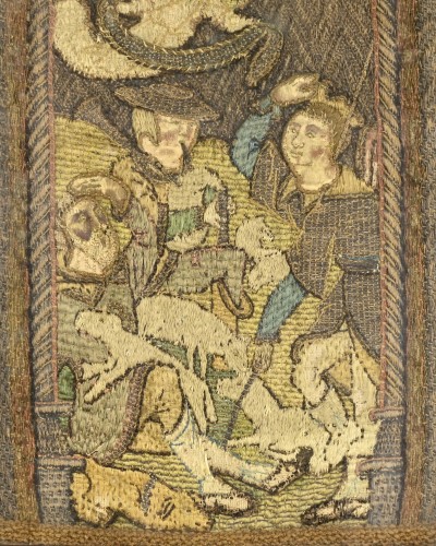 Panneaux d'orfroi avec le Christ guérissant les malades et l'adoration des bergers - 