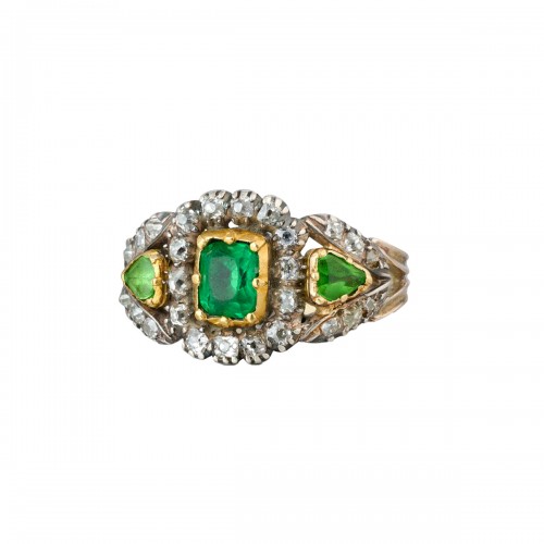 Georgian diamond and green paste ring, early 19th century