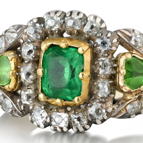 Georgian diamond and green paste ring, early 19th century - Antique Jewellery Style 