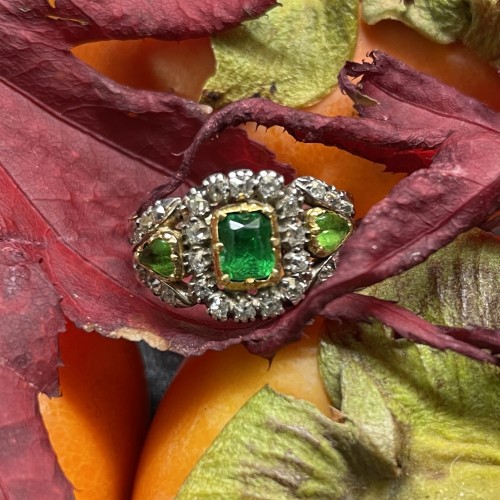 Antique Jewellery  - Georgian diamond and green paste ring, early 19th century