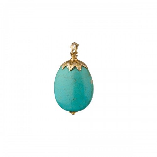 Renaissance gold mounted talismanic turquoise pendant