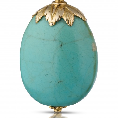 Renaissance gold mounted talismanic turquoise pendant - Antique Jewellery Style 