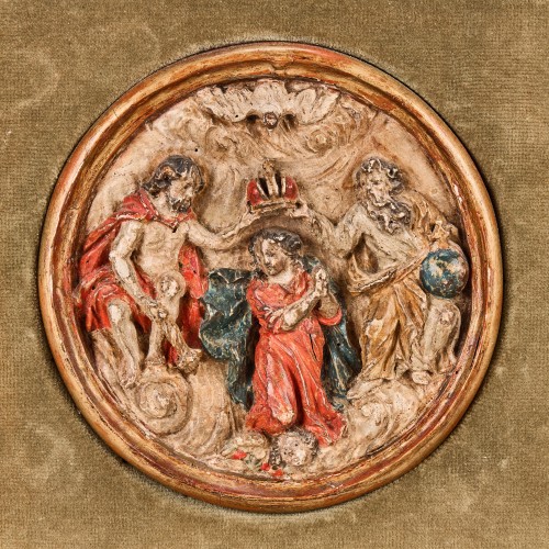 Antiquités - Nine wooden roundels from a Rosary Altar, Southern Germany 16th century.