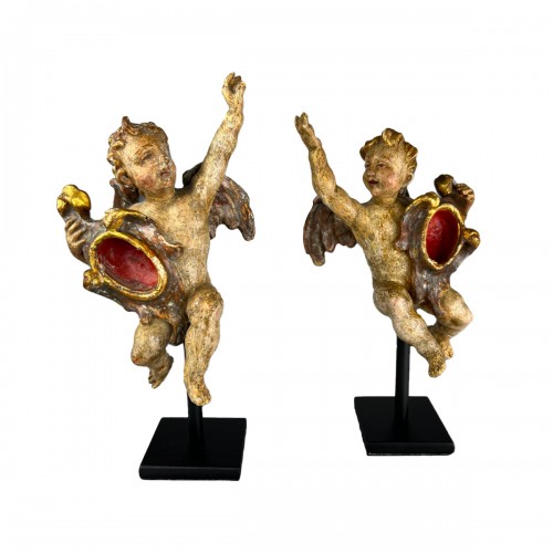 Pair of baroque reliquary angels, Germany early 18th century