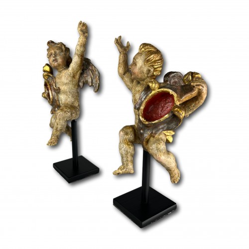 Religious Antiques  - Pair of baroque reliquary angels, Germany early 18th century